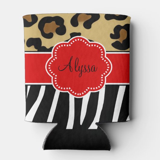 ヒョウパーソナライズされたゼブラ 缶クーラー (裏面)
