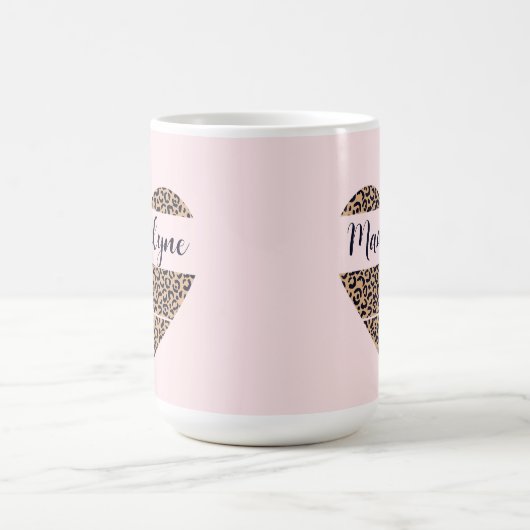 ヒョウパーソナライズされたハートピンクトールコーヒーマグ コーヒーマグカップ (中央)