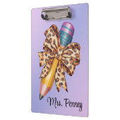 ヒョウパーソナライズされたプリントコケット弓 クリップボード (左)