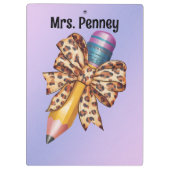 ヒョウパーソナライズされたプリントコケット弓 クリップボード (裏面)