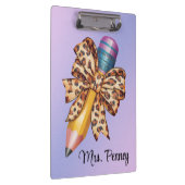 ヒョウパーソナライズされたプリントコケット弓 クリップボード (右)