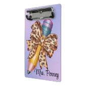 ヒョウパーソナライズされたプリントコケット弓 ミニクリップボード (アングル2)