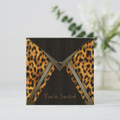 ヒョウパーティの招待状テンプレート 招待状 (スタンド正面)