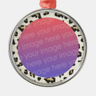 ヒョウファンキー柄の写真枠 メタルオーナメント