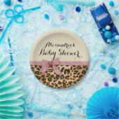 ヒョウファンシーピンクボウガール赤ちゃんシャワー ペーパープレート (パーティー)