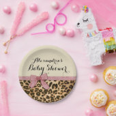 ヒョウファンシーピンクボウガール赤ちゃんシャワー ペーパープレート (パーティー)