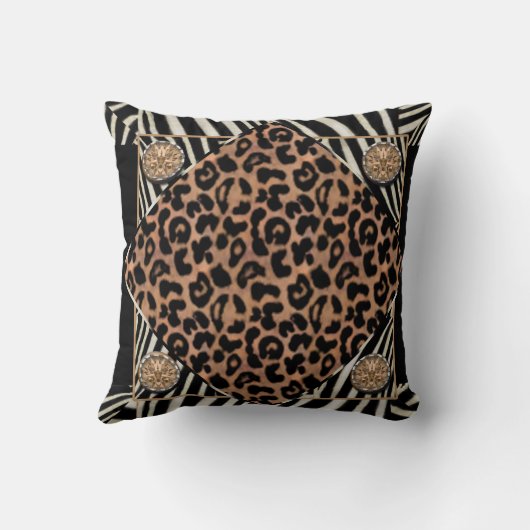 ヒョウフェイクとゼブラアメリカンの毛上枕 クッション (裏面)