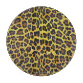 ヒョウブラウンおよび黄色いプリントの円形のまな板 カッティングボード (正面)