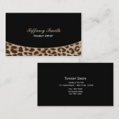 ヒョウプリントブラックビジネスカード 名刺 (正面/裏面)