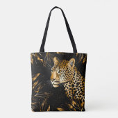 ヒョウプリントブラック金ゴールドジャングル トートバッグ (裏面)