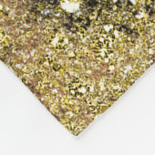 ヒョウプリント金ゴールドグリッターグラムモノグラム フリースブランケット (角)