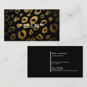 ヒョウプリント金ゴールド&ブラックビジネスカード 名刺 (正面/裏面)