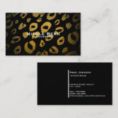 ヒョウプリント金ゴールド&ブラックビジネスカード 名刺 (正面/裏面)