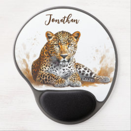 ヒョウポートレートパーソナライズされた動物名 ジェルマウスパッド