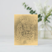 ヒョウポートレートヴィンテージはがき ポストカード (スタンド正面)