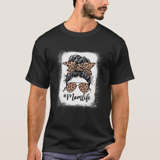 ヒョウメッシーバンヘアメガネ母の生活母D Tシャツ (正面)
