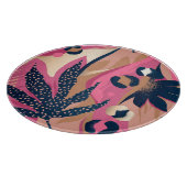 ヒョウモダンの皮、エキゾチックなフローラ。 カッティングボード (角)