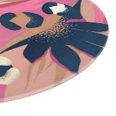 ヒョウモダンの皮、エキゾチックなフローラ。 カッティングボード (角)