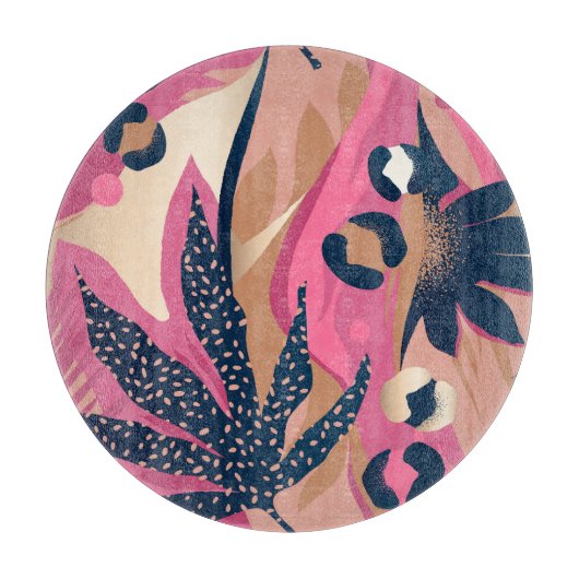 ヒョウモダンの皮、エキゾチックなフローラ。 カッティングボード (正面)