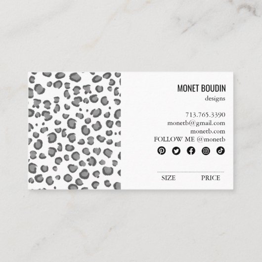 ヒョウモダンアニマルプリントソーシャルメディつるアラベル 名刺 (裏面)