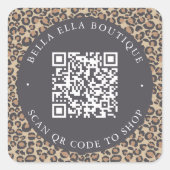 ヒョウモダンカスタムQRコードショップシール スクエアシール (正面)