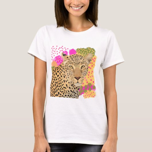 ヒョウモダンカラフルデザイン Tシャツ (正面)