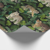 ヒョウモダンタガジャングルプラントブラックデザイン ラッピングペーパー (角)