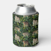 ヒョウモダンタガジャングルプラントブラックデザイン 缶クーラー (缶正面)