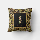 ヒョウモダンモノグパーソナライズされたラムIイニシャル クッション (裏面)