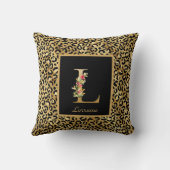 ヒョウモダンモノグパーソナライズされたラムLイニシャル クッション (裏面)