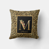 ヒョウモダンモノグパーソナライズされたラムMイニシャル クッション (裏面)
