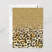 ヒョウモダン型金ゴールドグリッターグラデーション ポストカード (正面/裏面)