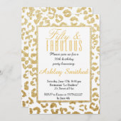 ヒョウモダン型金ゴールドグリッター素晴らしい50 招待状 (正面/裏面)