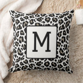 ヒョウモノグラムのプリント白黒 クッション (ブランケット)