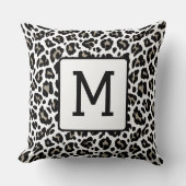 ヒョウモノグラムのプリント白黒 クッション (正面)