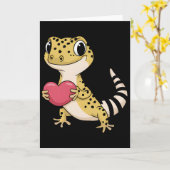 ヒョウモントカゲの動物バレンタインラバー爬虫類 カード (黄色い花)