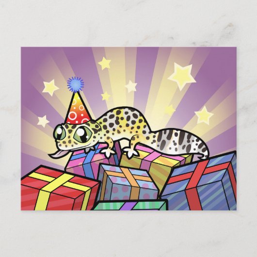ヒョウモントカゲモドキの誕生日 ポストカード (正面)