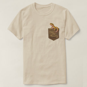 ヒョウモントカゲモドキ ポケットTシャツ かわいい トカゲ 爬虫類 Tシャツ