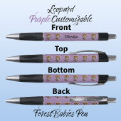 ヒョウユニークかわいいお洒落子ネコ紫 ボールペン