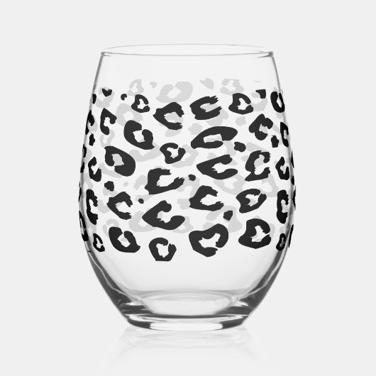 ヒョウユニークプリント付き茎なしワイングラス ステムなしワイングラス (右)