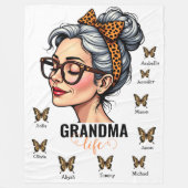 ヒョウ乱雑な文蝶のグランドキッド名 フリースブランケット (正面)