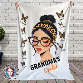 ヒョウ乱雑ブンアンド蝶名前をカスタムする フリースブランケット