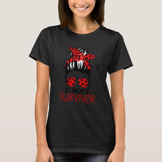 ヒョウ乱雑ヘアバンストローク認識度生存者W Tシャツ (正面)