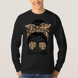 ヒョウ乳母ライフかわいいメッシーバンガール母D Tシャツ