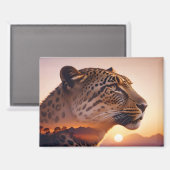 ヒョウ二重露出動物自然原野 マグネット (正面/裏面)