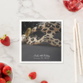 ヒョウ仮装マスク&パール誕生日パーティー スタンダードカクテルナプキン (インサイチュ)