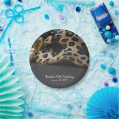 ヒョウ仮装マスク&パール誕生日パーティー ペーパープレート (パーティー)