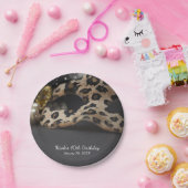 ヒョウ仮装マスク&パール誕生日パーティー ペーパープレート (パーティー)