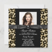 ヒョウ写真甘い16誕生日パーティー 招待状 (正面)