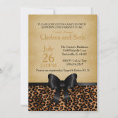 ヒョウ動物の猫のプリント柄|ベビーシャワー 招待状 (正面)